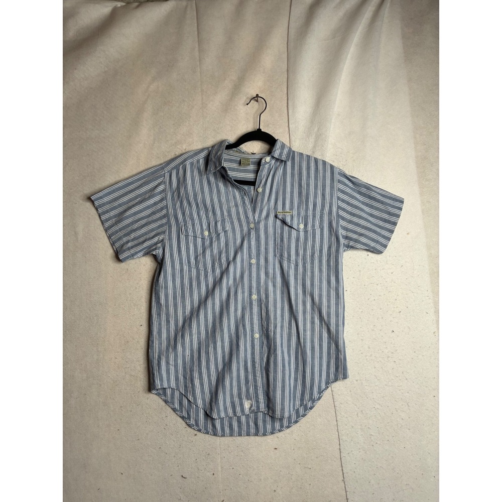 Royal Robbins Mens Blue White Striped Cotton Short Sleeve Button Down Shirt M